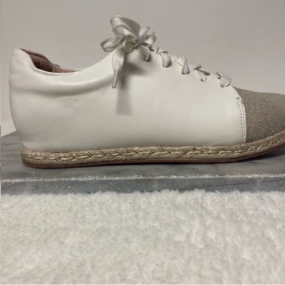 Matt & Nat Lace Up Shoes MAIA Size 8 Vegan Espadrille Runners Cream Leather - Picture 4 of 10